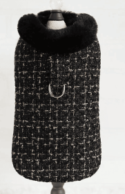 Chantel Tweed Dog Coat (Color Option: Black, size: M)
