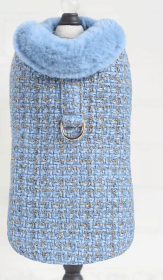 Chantel Tweed Dog Coat (Color Option: Blue, size: S)