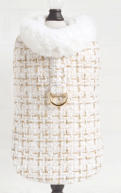 Chantel Tweed Dog Coat (Color Option: Cream, size: S)