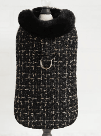 Chantel Tweed Dog Coat (Color Option: Black, size: S)
