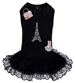 Paris Dog Dress (Color Option: Black, size: S)
