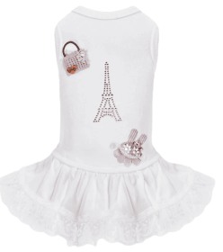 Paris Dog Dress (Color Option: White, size: XXS)