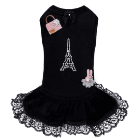 Paris Dog Dress (Color Option: Black, size: XXS)