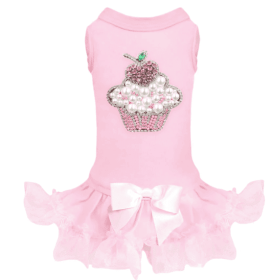 Lil Miss Cupcake Dog Dress (Color Option: Pink, size: M)