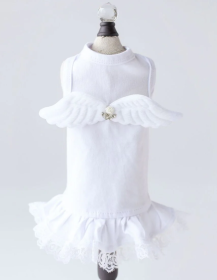 Lil Angel Dog Dress (Color: White, size: L)