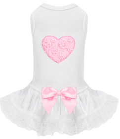 Lacey Puff Heart Dog Dress (Color Option: Pink, size: M)