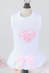 Lacey Puff Heart Dog Dress (Color Option: Pink, size: XXS)