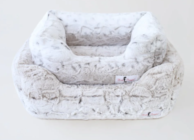 Deluxe Dog Bed Collection (Color Option: Pearl Leopard, size: S)