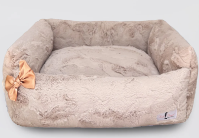 Dolce Vita Dog Bed Collection (Bow Option: Bow, Color Option: Latte)