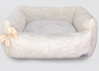 Dolce Vita Dog Bed Collection (Bow Option: Bow, Color Option: Ivory)