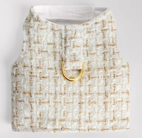 Chantel Tweed Dog Harness (Color: Cream, size: LG)