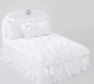 Enchanted Nights Dog Bed Collection (Accent Bow Color Option: Emerald Green, Color Option: Snow White)