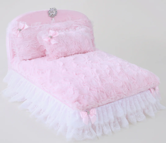 Enchanted Nights Dog Bed Collection (Accent Bow Color Option: Black, Color Option: Baby Doll Pink)